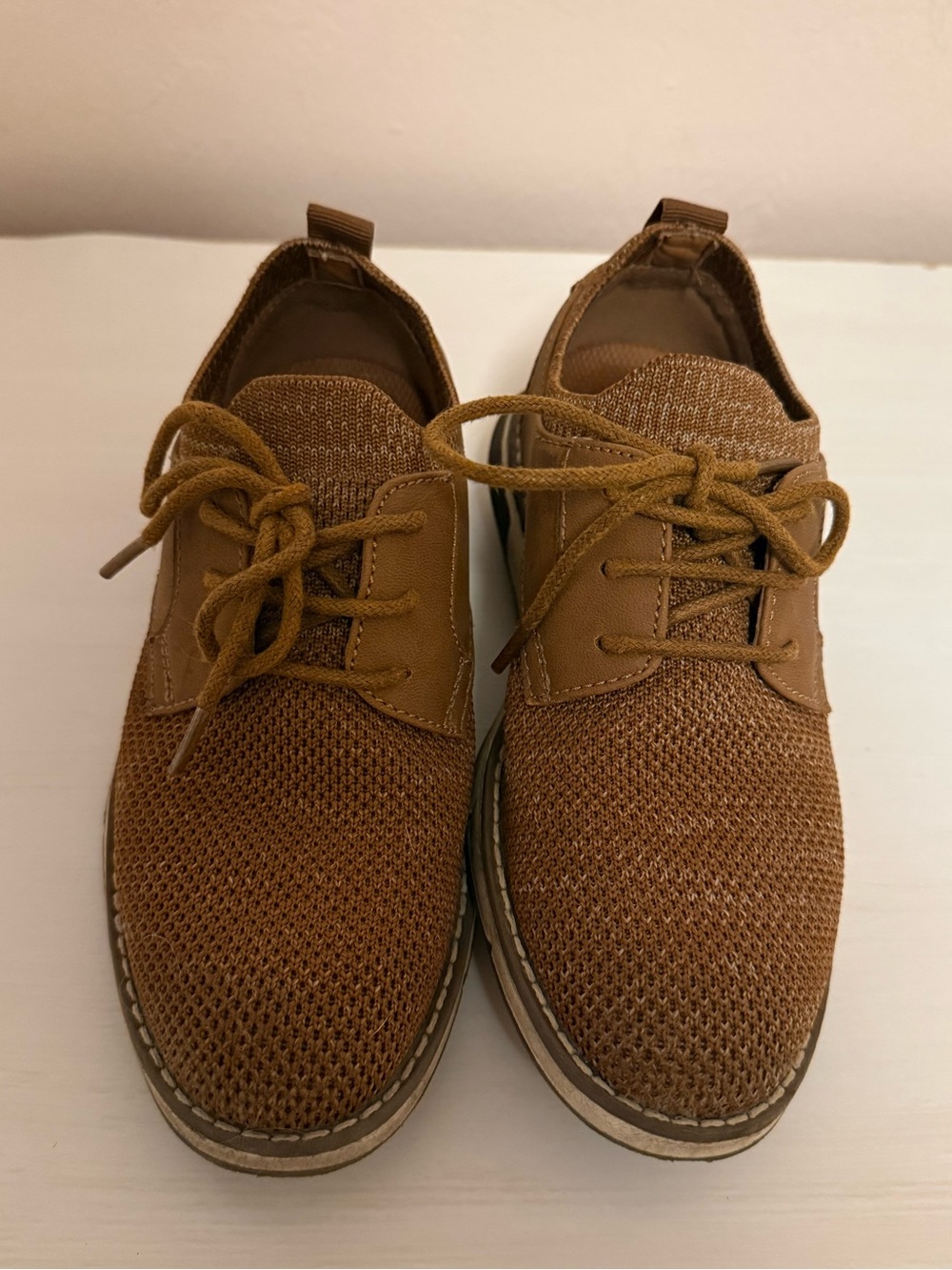 Boys Casual Knit Lace-Up Shoes - Brown